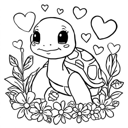 Tartaruga e Coracao (Desenho para Colorir)