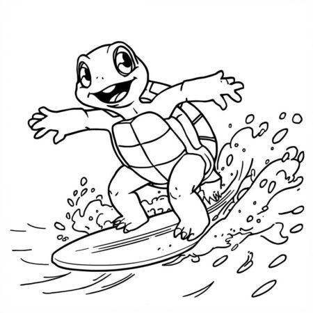 Tartaruga e Ondas (Desenho para Colorir)