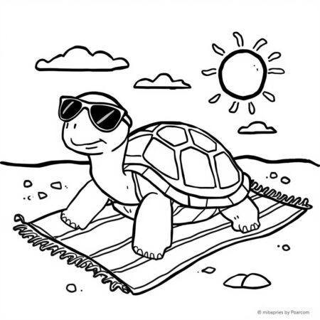 Tartaruga e Sol (Desenho para Colorir)