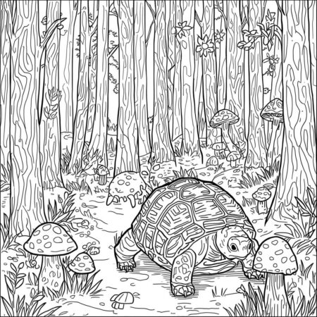 Tartaruga na Floresta (Desenho para Colorir)
