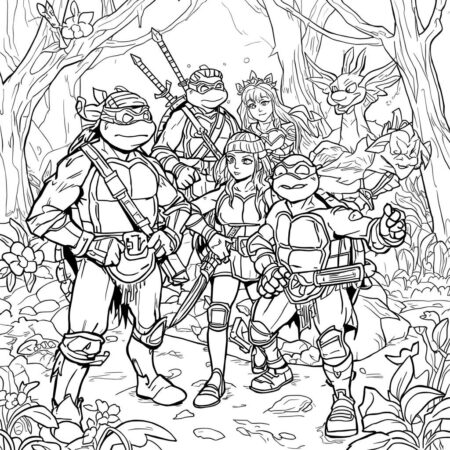 Tartarugas Ninja e Contos de Fadas (Desenho para Colorir)