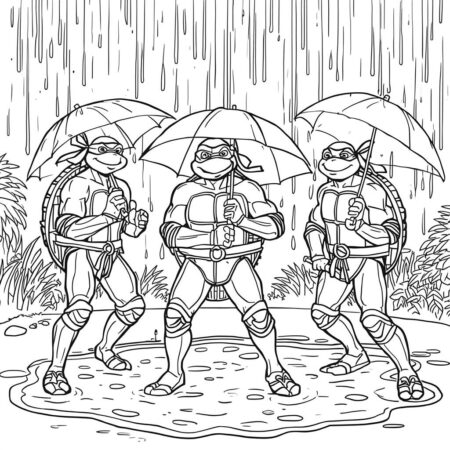 Tartarugas Ninja e Dia de Chuva (Desenho para Colorir)