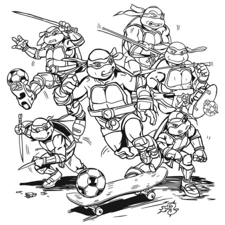 Tartarugas Ninja e Esportes (Desenho para Colorir)