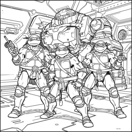 Tartarugas Ninja e Futuro (Desenho para Colorir)