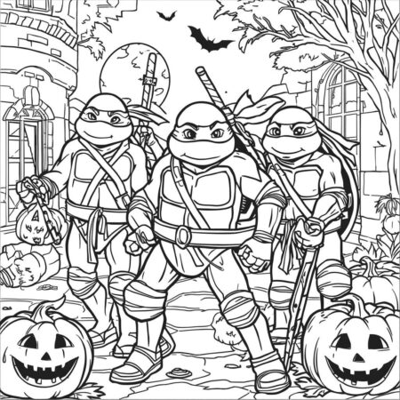 Tartarugas Ninja e Halloween (Desenho para Colorir)