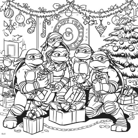 Tartarugas Ninja e Natal (Desenho para Colorir)