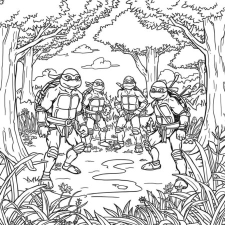 Tartarugas Ninja e Natureza (Desenho para Colorir)