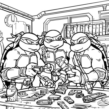 Tartarugas Ninja e Tecnologia (Desenho para Colorir)