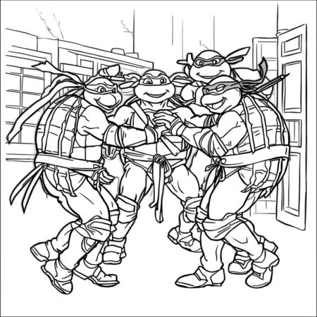 Tartarugas Ninja em Acao de Graca (Desenho para Colorir)
