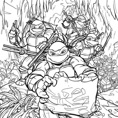 Tartarugas Ninja em Aventura (Desenho para Colorir)