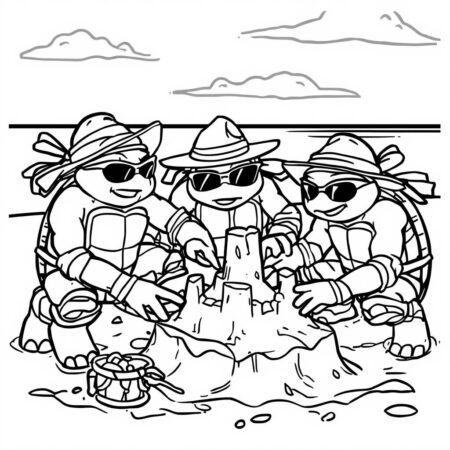 Tartarugas Ninja em Ferias (Desenho para Colorir)