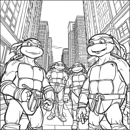 Tartarugas Ninja na Cidade (Desenho para Colorir)