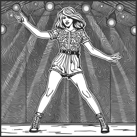 Taylor Swift Dancing (Desenho para Colorir)