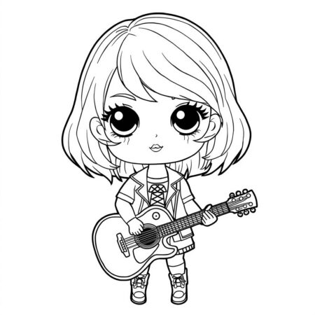 Taylor Swift Kawaii (Desenho para Colorir)
