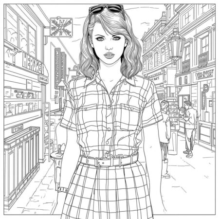 Taylor Swift Vintage Style (Desenho para Colorir)