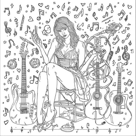 Taylor Swift and Music (Desenho para Colorir)