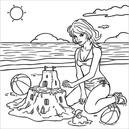 Taylor Swift at the Beach (Desenho para Colorir)