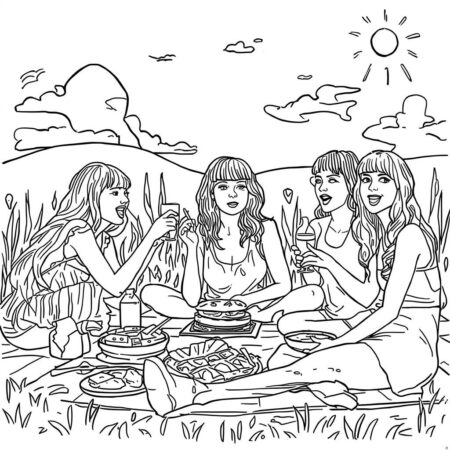Taylor Swift with Friends (Desenho para Colorir)
