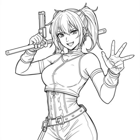 Tenten e Armas (Desenho para Colorir)