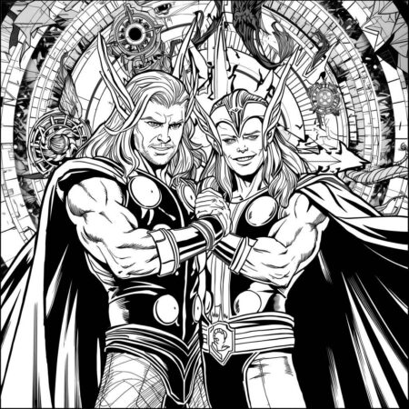 Thor e Loki (Desenho para Colorir)