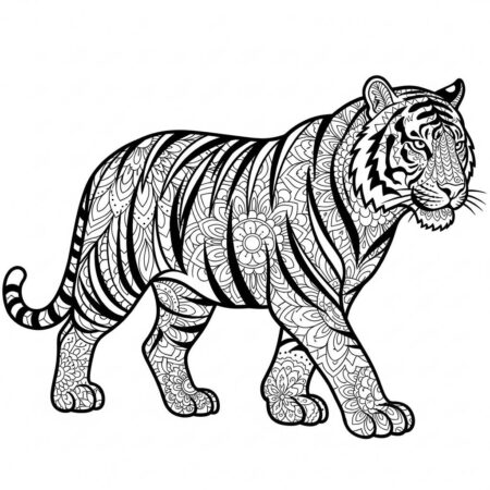Tigre Adulto Estilizado (Desenho para Colorir)