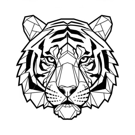 Tigre Estilo Geometrico (Desenho para Colorir)