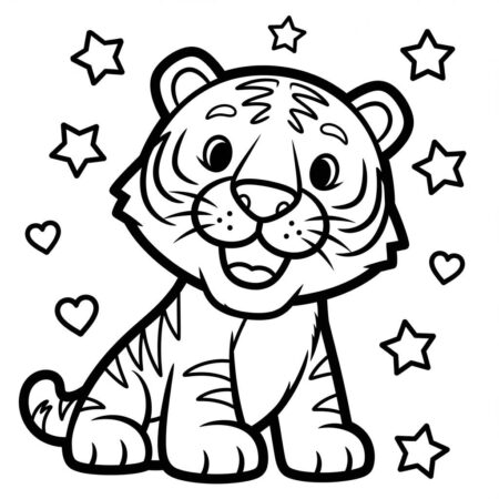 Tigre Simples para Criancas (Desenho para Colorir)