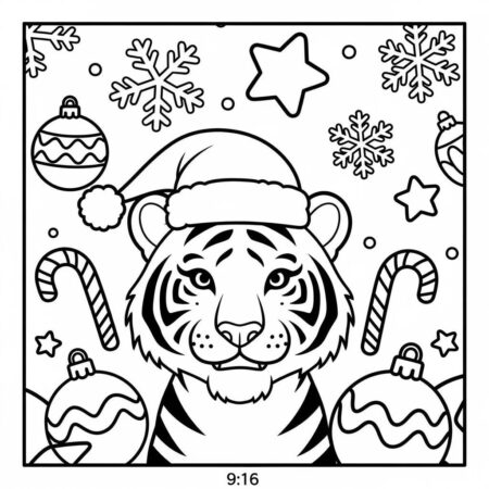 Tigre de Natal (Desenho para Colorir)