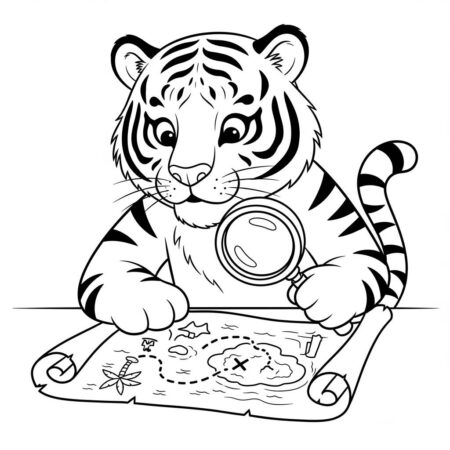 Tigre e Aventura (Desenho para Colorir)