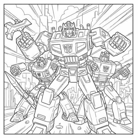 Transformers Cenas de Luta (Desenho para Colorir)