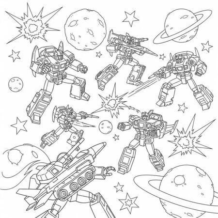 Transformers Combate Espacial (Desenho para Colorir)