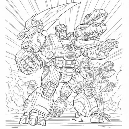 Transformers Dinobots Em Acao (Desenho para Colorir)