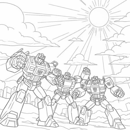 Transformers em Acao de Dia (Desenho para Colorir)