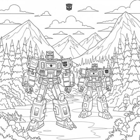 Transformers em Paisagens Naturais (Desenho para Colorir)