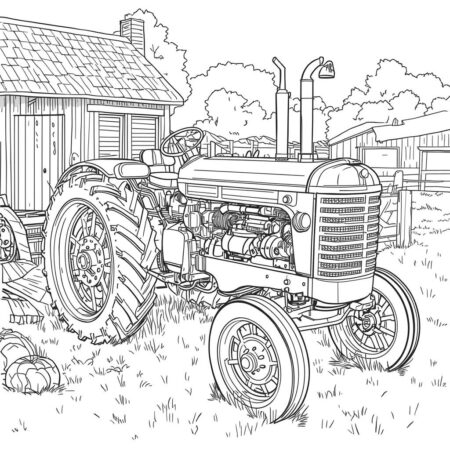 Trator Vintage (Desenho para Colorir)