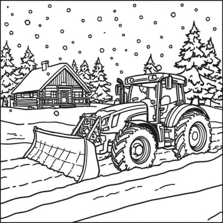 Trator de Inverno (Desenho para Colorir)