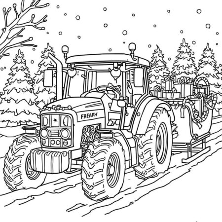 Trator de Natal (Desenho para Colorir)
