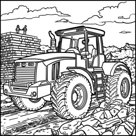 Trator de Trabalho (Desenho para Colorir)