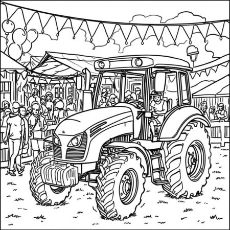 Trator em Festa (Desenho para Colorir)