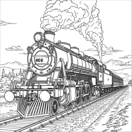 Trem Realista (Desenho para Colorir)