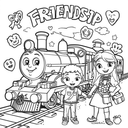 Trem da Amizade (Desenho para Colorir)