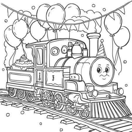 Trem de Aniversario (Desenho para Colorir)
