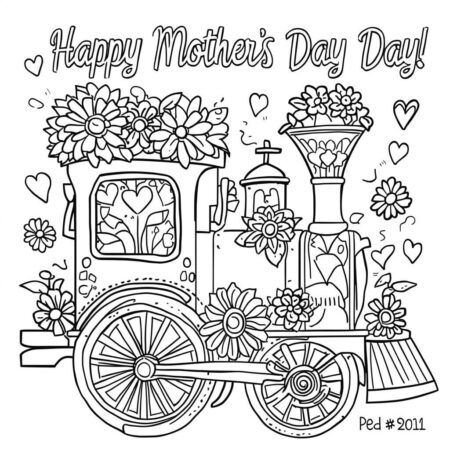 Trem de Dia das Maes (Desenho para Colorir)