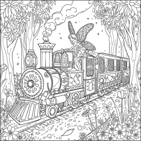 Trem de Fadas (Desenho para Colorir)