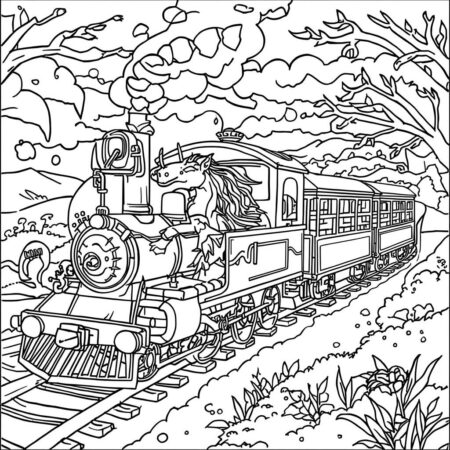 Trem de Fantasia (Desenho para Colorir)