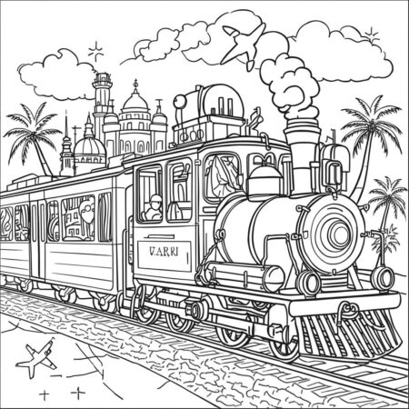 Trem de Ferias (Desenho para Colorir)