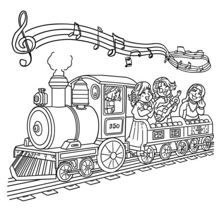 Trem de Musica (Desenho para Colorir)