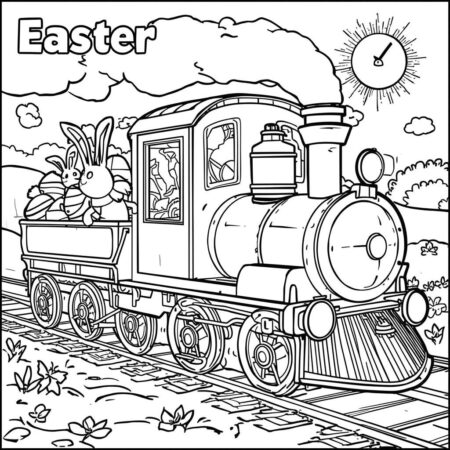 Trem de Pascoa (Desenho para Colorir)
