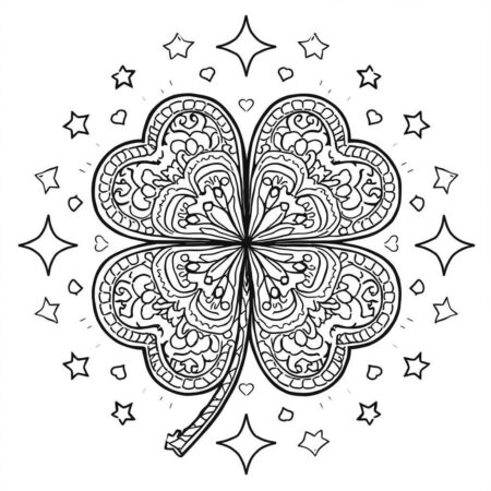 Trevo de Quatro Folhas (Desenho para Colorir)