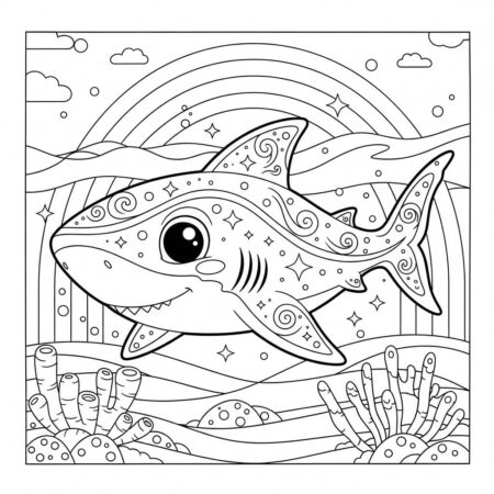 Tubarao Magico (Desenho para Colorir)